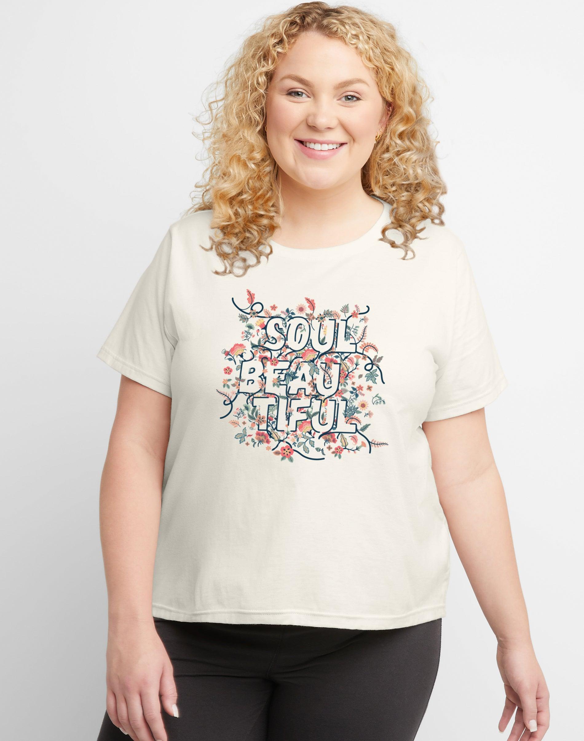 Hanes Womens Cotton Graphic T-Shirt, Beautiful Soul (Plus Size) Natural 4X Product Image