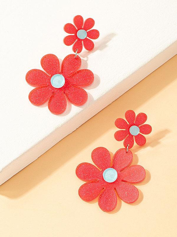 Flower Shape Drop Earrings Earrings Accessories Product Image