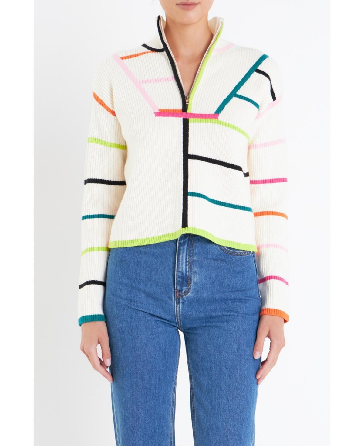 English Factory Womens Multi Colored Stripe Sweater Product Image