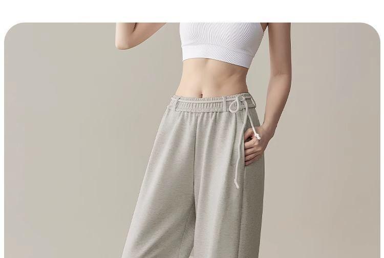 High Waist Plain Straight Leg Sweatpants Product Image