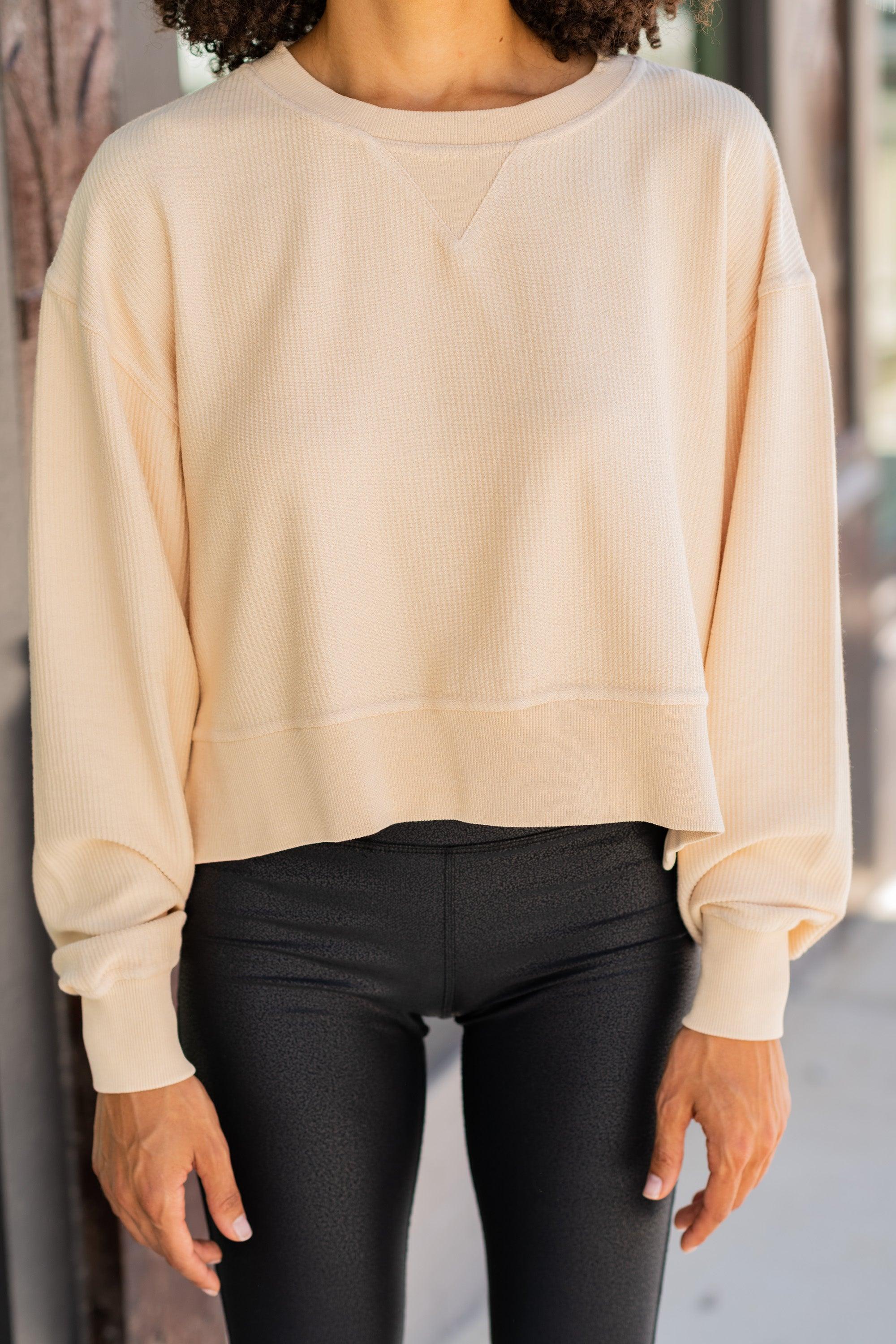 You're So Classic Natural Cropped Corded Pullover Female Product Image