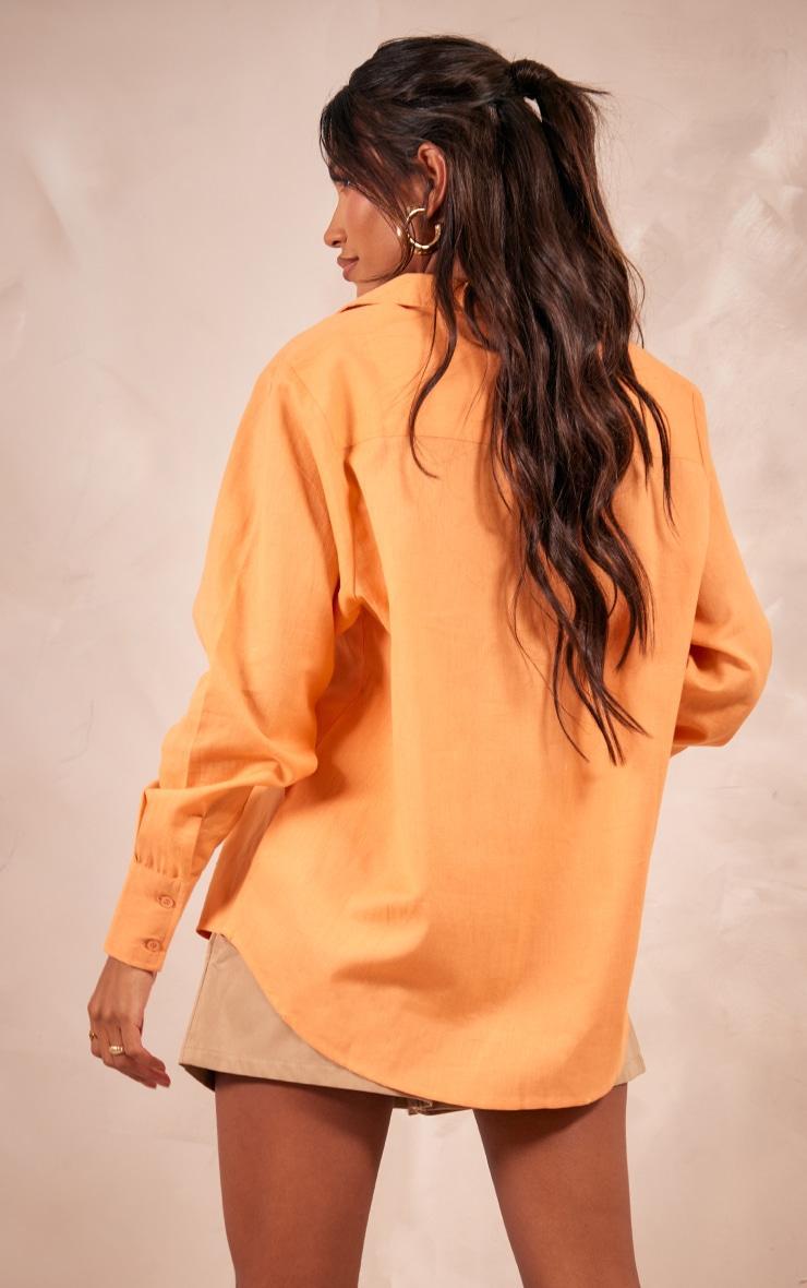 Orange Linen Look Oversized Shirt Product Image