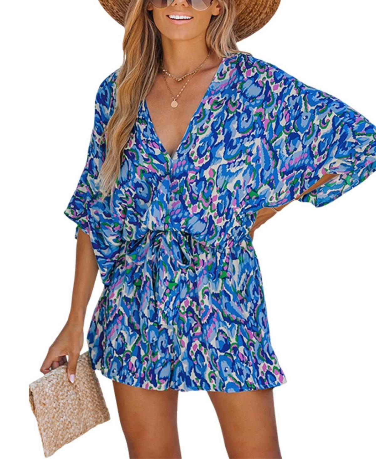 Cupshe Womens Abstract Print Drawstring Romper Product Image