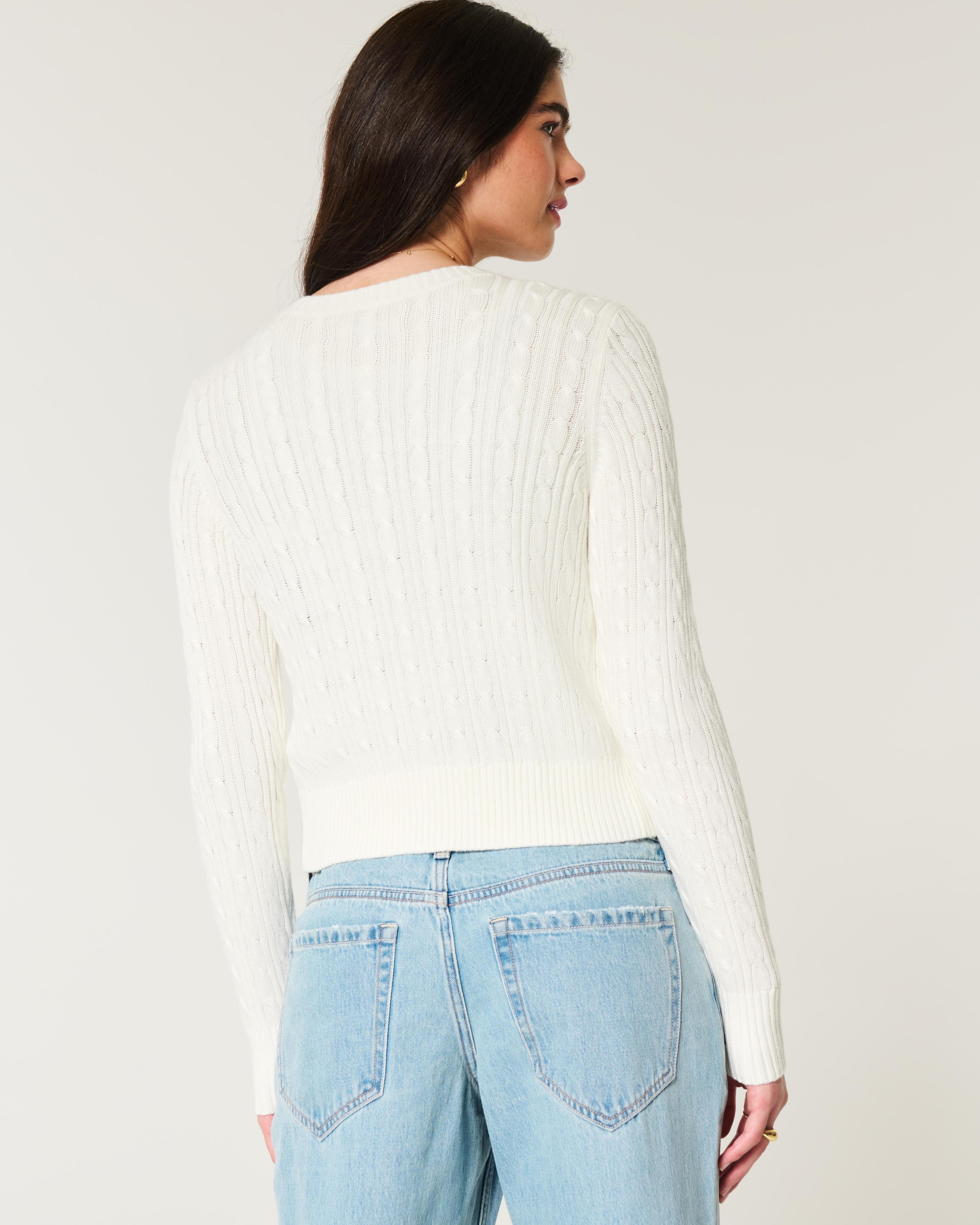 Easy Cable-Knit Crew Cardigan Product Image