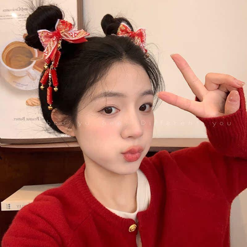 Set of 2: Lunar New Year Bow Hair Clip Product Image