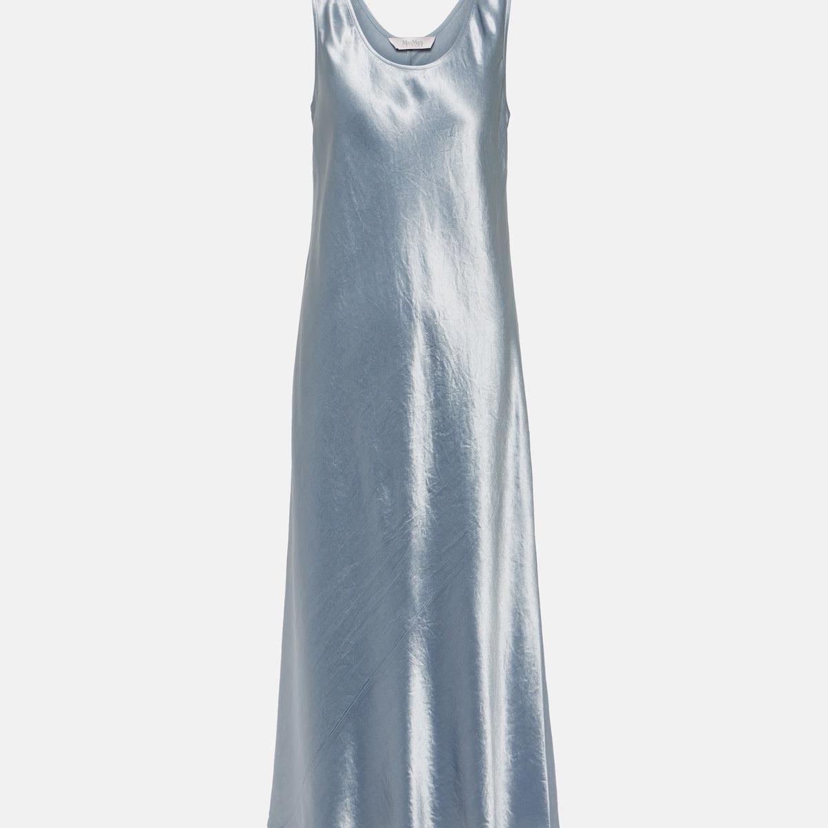 Max Mara Talete Long Technical Satin Dress In Blue Product Image