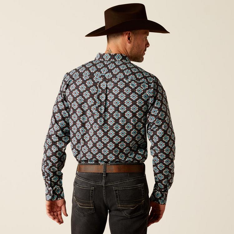 Ariat® Men's L/S Black/Turquoise Aztec Print Paige Fitted Button Shirt Product Image