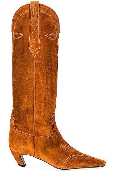 KHAITE Dallas Knee High Boots in Brown Product Image