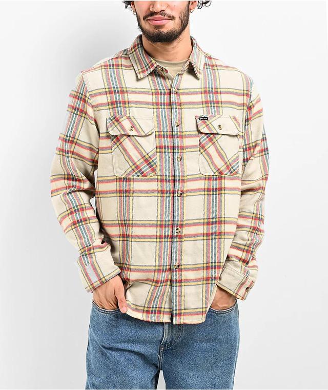 Brixton Bowery Sand & Red Flannel Shirt Product Image