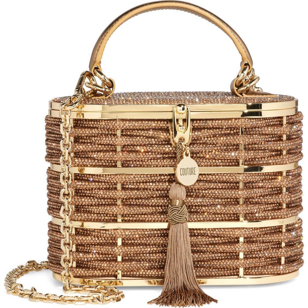 JUDITH LEIBER Willow Embellished Top Handle Bag In Champagne Smoked Topaz Product Image