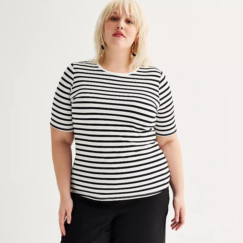 Plus Size Nine West Fitted Elbow Sleeve Top, Womens product image