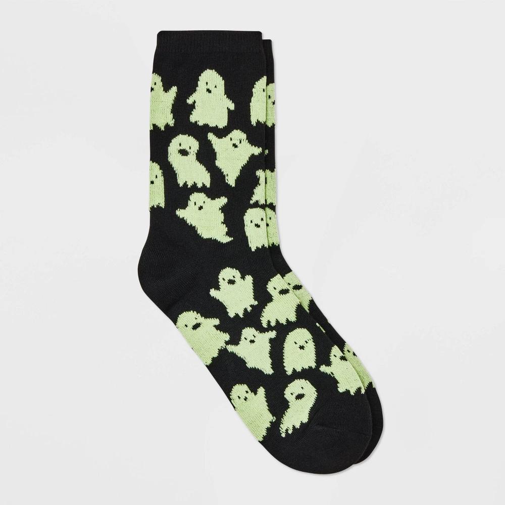 Womens Glow-in-the-Dark Ghosts Halloween Crew Socks - Hyde & EEK! Boutique Black 4-10 Product Image