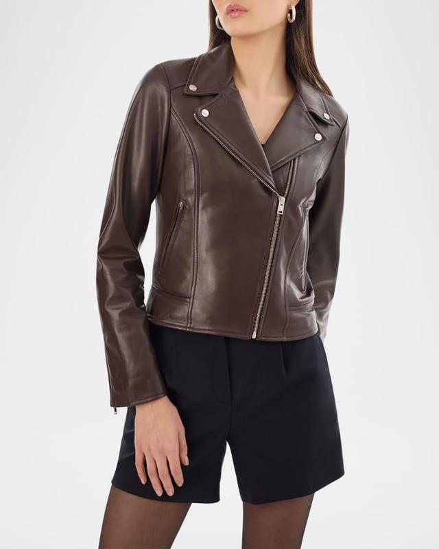 Kelsey Sheepskin Leather Moto Jacket  Product Image