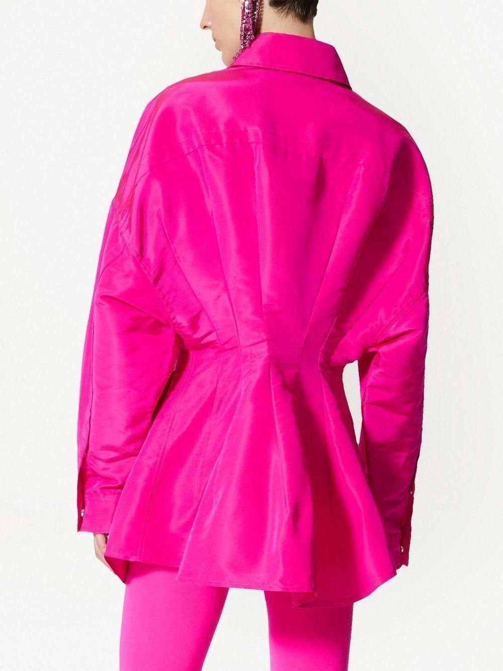 Gathered-detail Faille Shirt Jacket In Pink Product Image