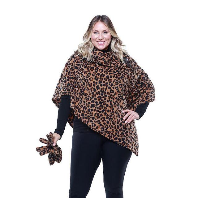 Womens Linda Anderson Le Moda Printed Fleece Poncho & Gloves Set Product Image