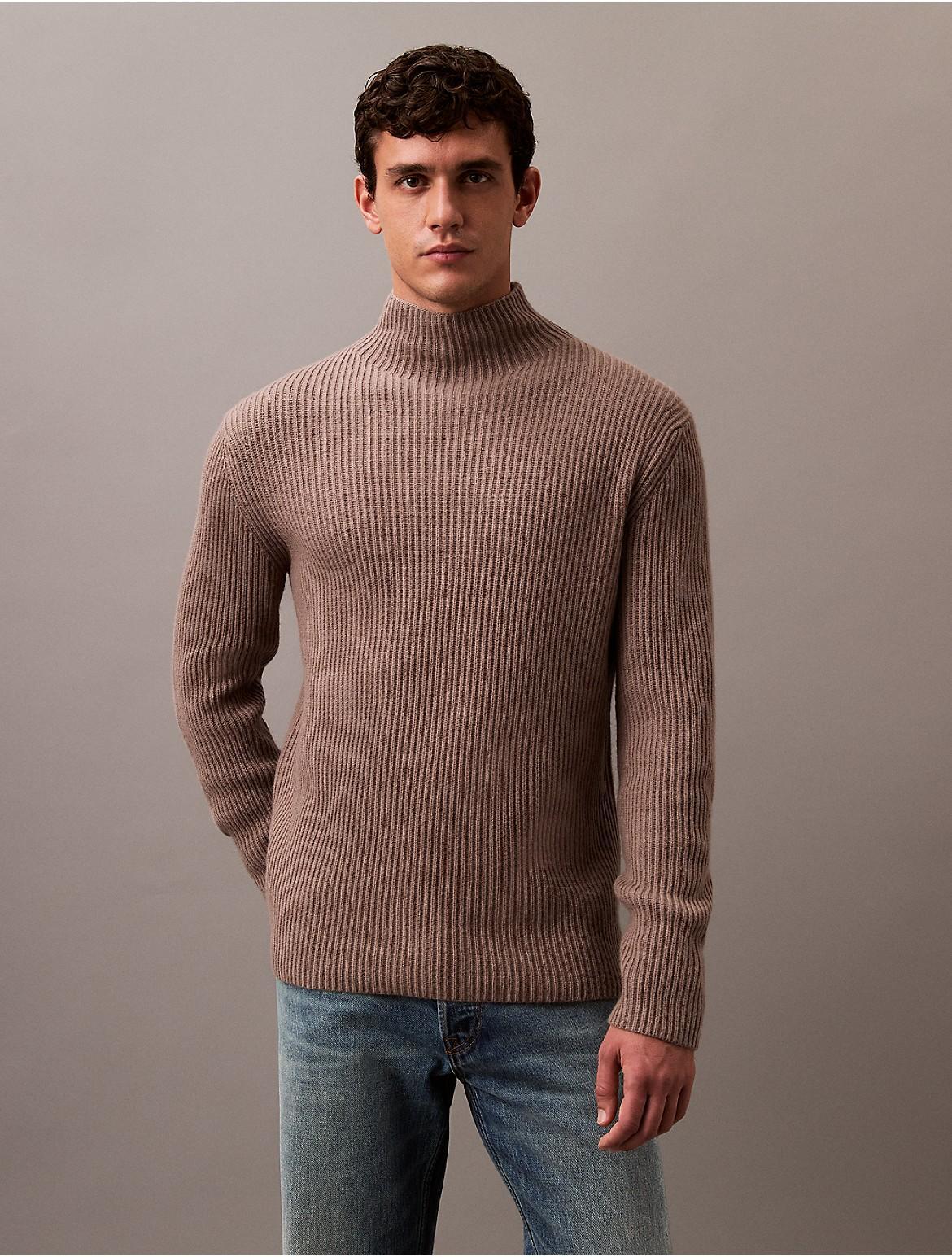 Calvin Klein Mens Wool Blend Mock Neck Sweater - Grey - XL Product Image