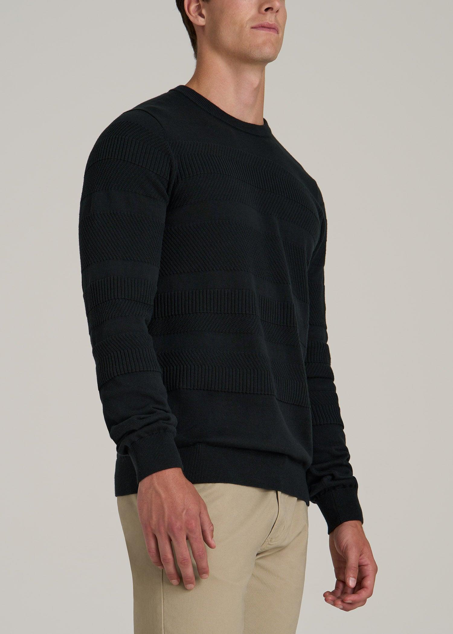 Minimalist Embossed Knit Sweater for Tall Men in Midnight Green Male Product Image