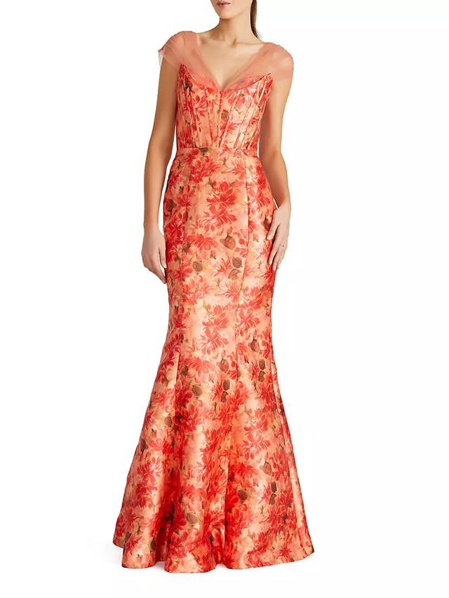 Lowen Floral Mikado Satin Mermaid Gown Product Image