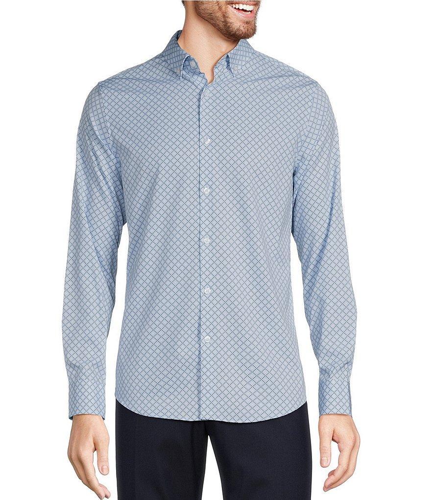 Murano Slim Fit Performance Stretch Geo Print Long Sleeve Woven Shirt Product Image