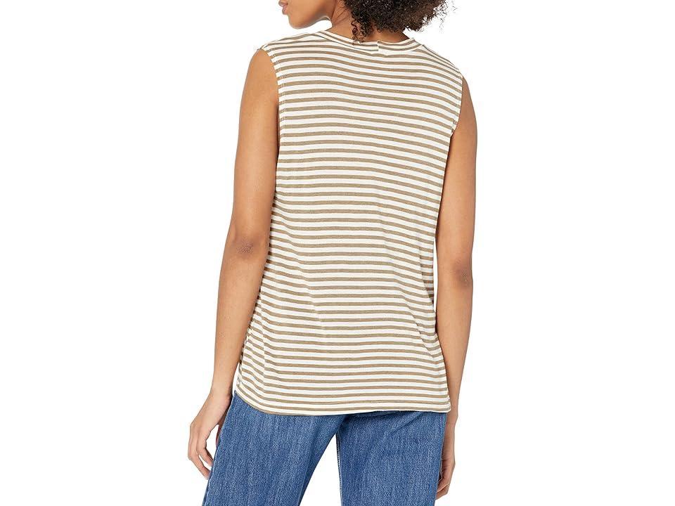 MONROW Stripe Muscle Tank (Sahara Stripe) Women's Clothing Product Image