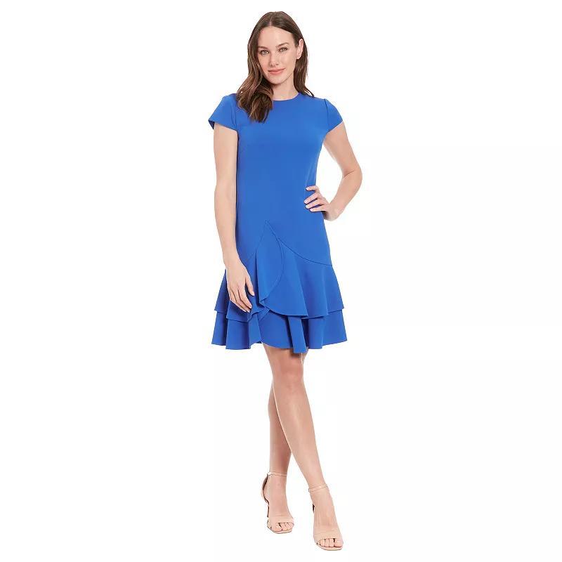 Womens London Times Asymmetrical Flounce Hem Dress Product Image