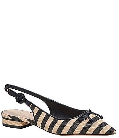 Womens Veronica Striped Raffia Slingback Flats Product Image