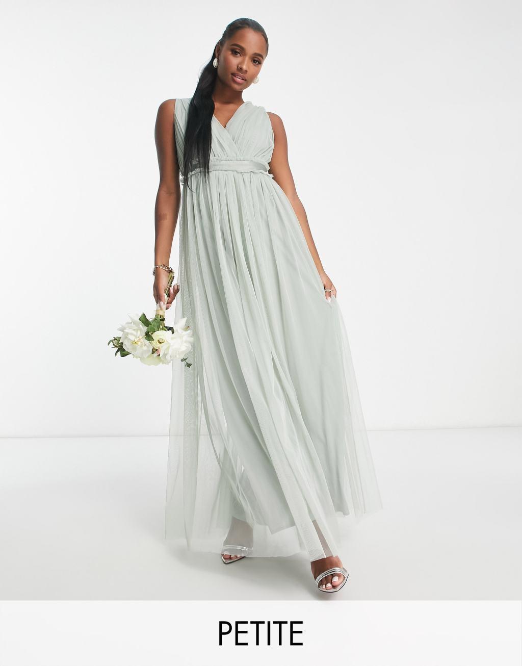 Anaya Petite Bridesmaid v neck ruffle waist maxi dress product image