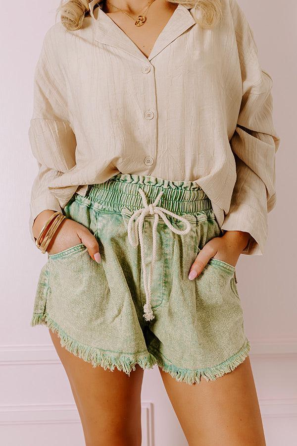 The Ashby High Waist Shorts in Green Product Image