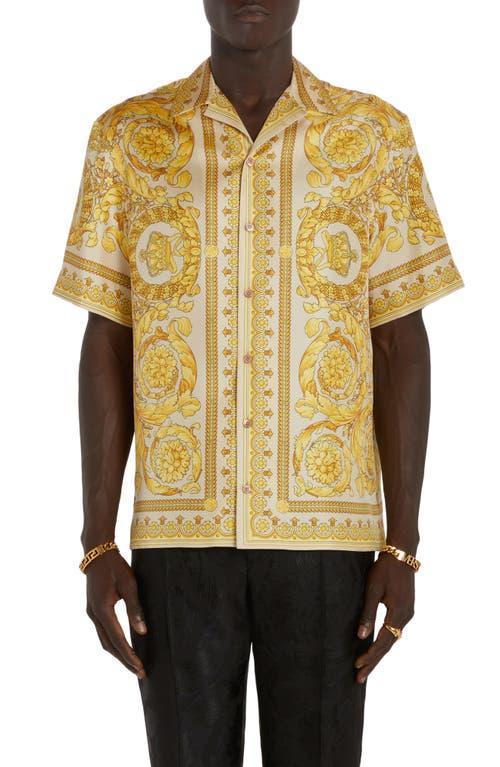 Versace Mens Barocco Print Silk Button-Up Shirt Product Image
