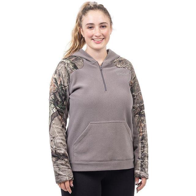 Womens Huntworth Quarter-Zip 2-Tone Fleece Hoodie Silver Product Image