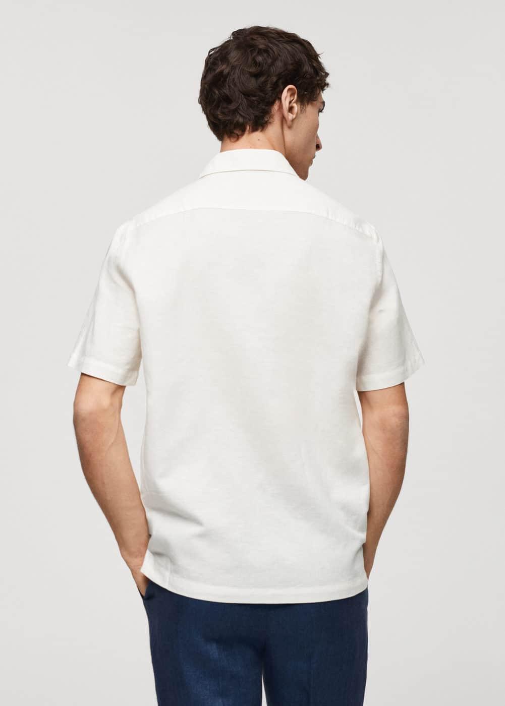 Mango Mens Regular-Fit Linen Short-Sleeved Shirt Product Image