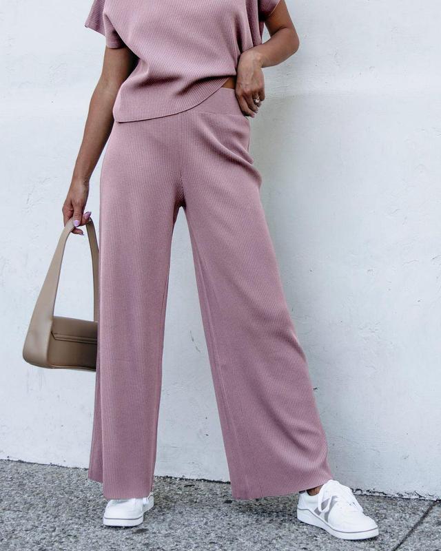 Muse By Magnolia Ribbed Lounge Pants - Mauve Product Image