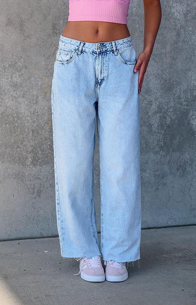 She's Yours Vintage Blue Denim Wide Leg Boyfriend Jeans Product Image