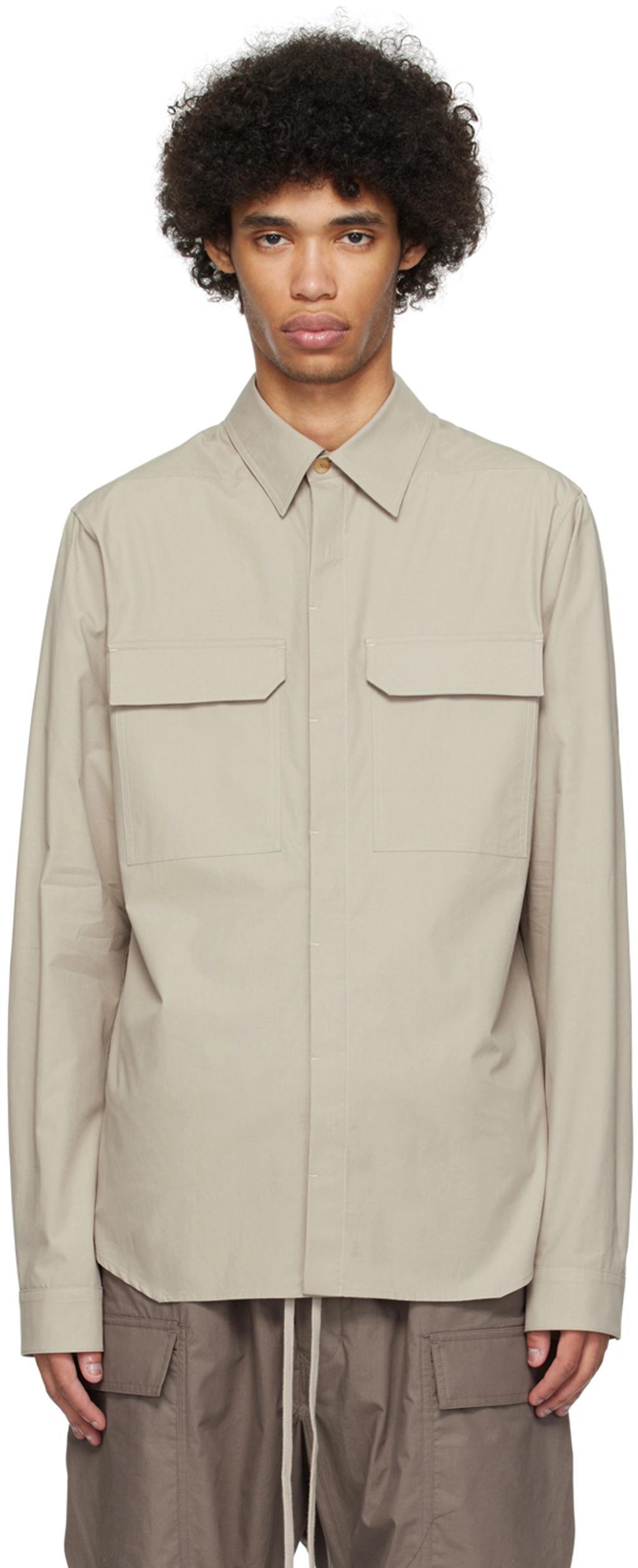 RICK OWENS Off-white Work Shirt In Grey Product Image