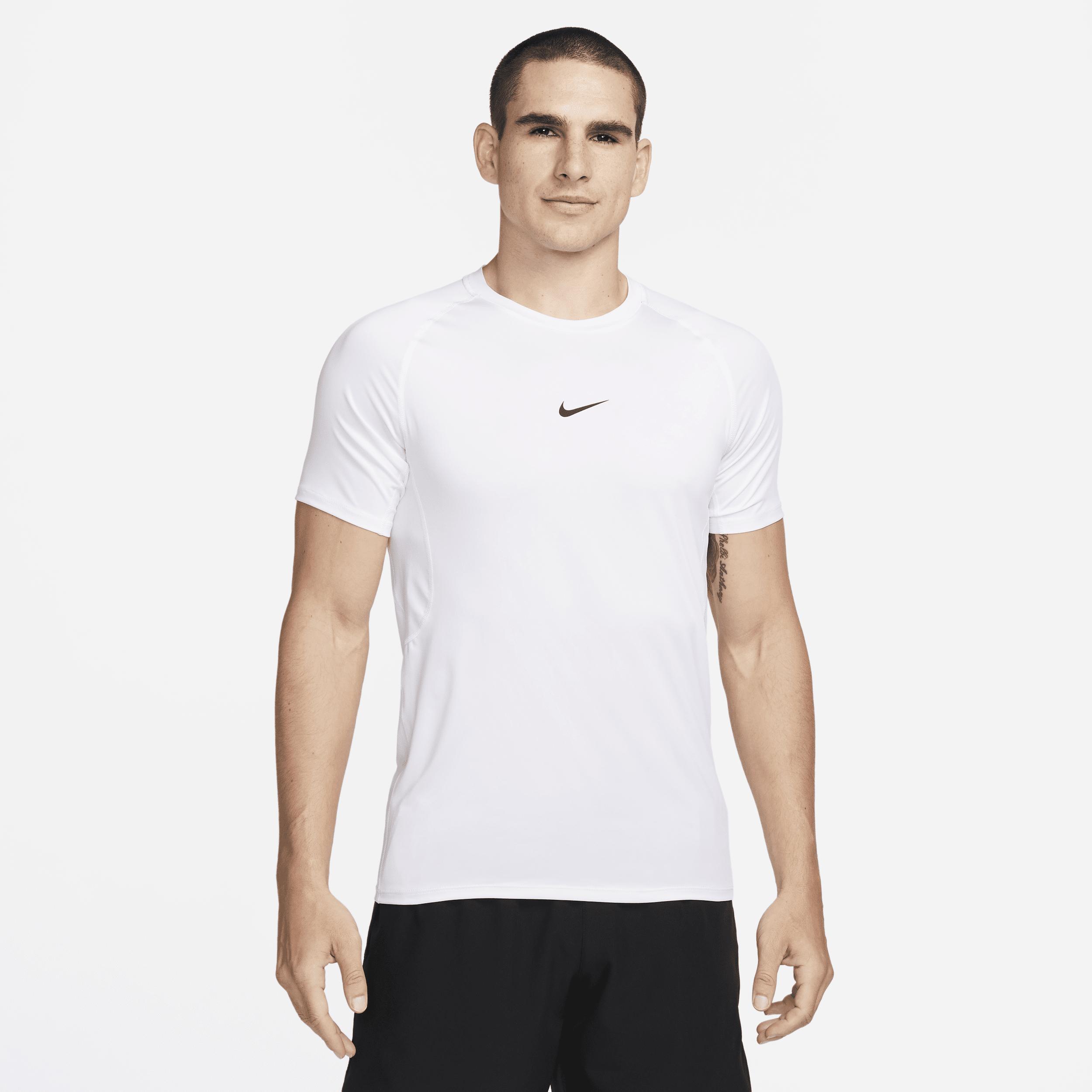 Nike Mens Slim Short Sleeve Top White/Black, Small - Mens Athletic Performance Tops at Academy Sports Product Image