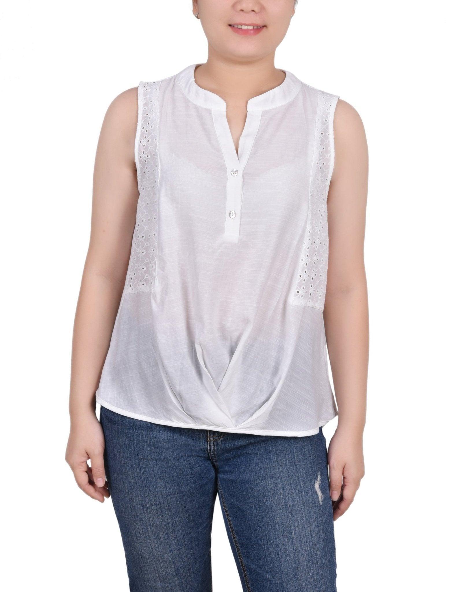 Sleeveless Blouse With Eyelet Insets - Petite product image