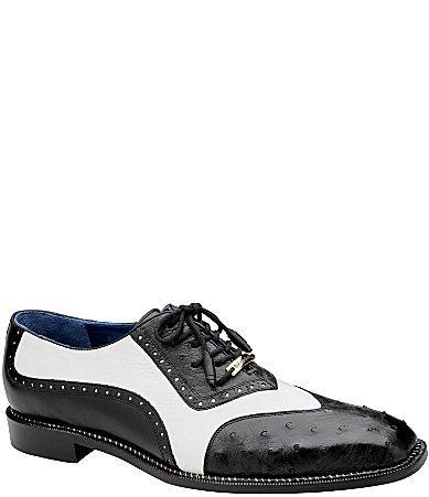 Belvedere Mens Seston Ostrich Quill Leather Colorblock Wingtip Oxfords Product Image