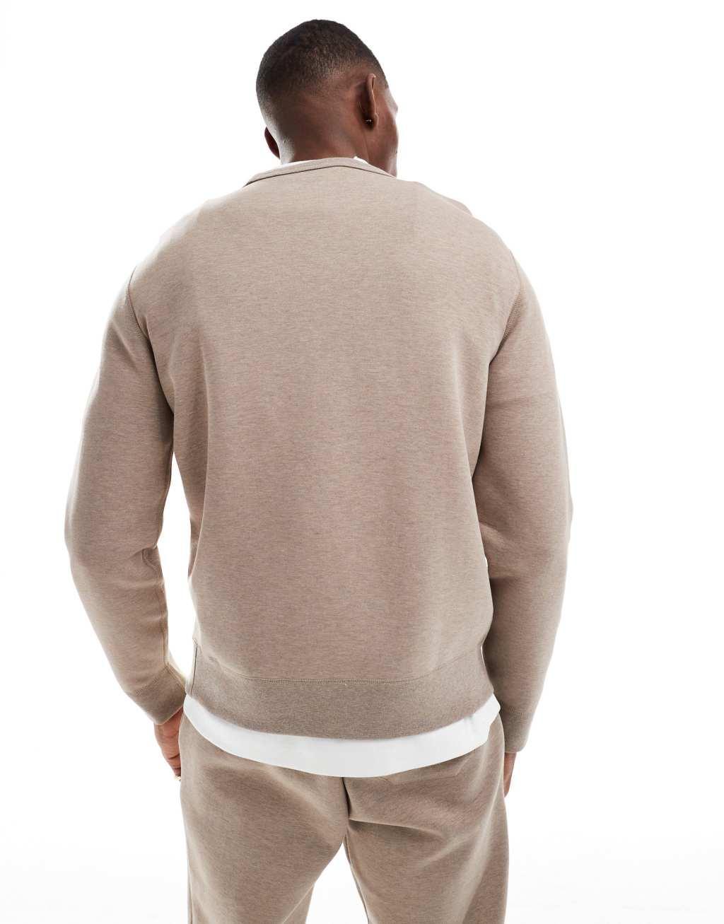 Polo Ralph Lauren icon logo double knit sweatshirt in heathered brown - part of a set Product Image