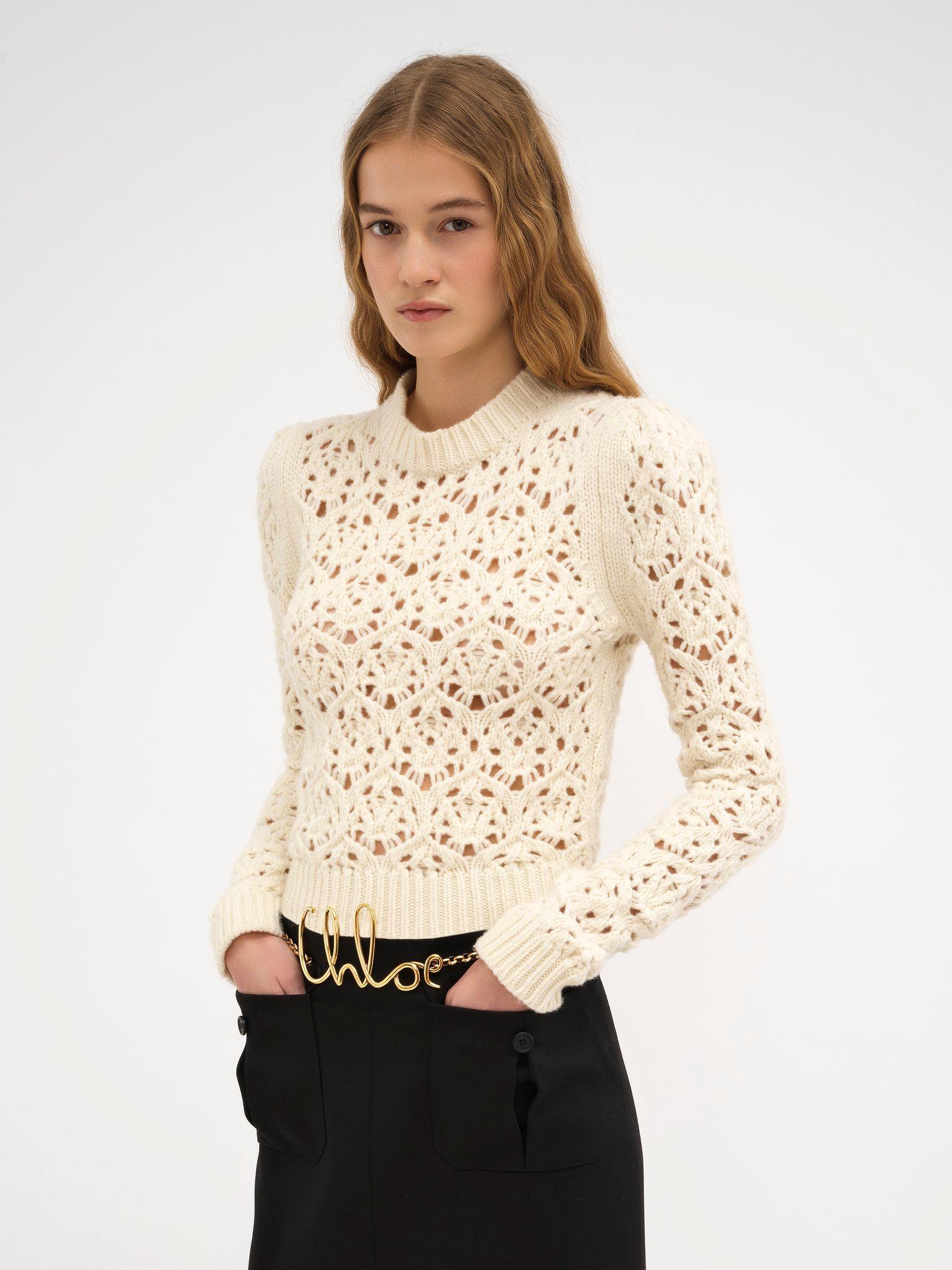 Fitted sweater in wool knit Product Image