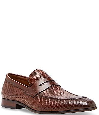 Steve Madden Mens Jamone Embossed Leather Dress Penny Loafers Product Image