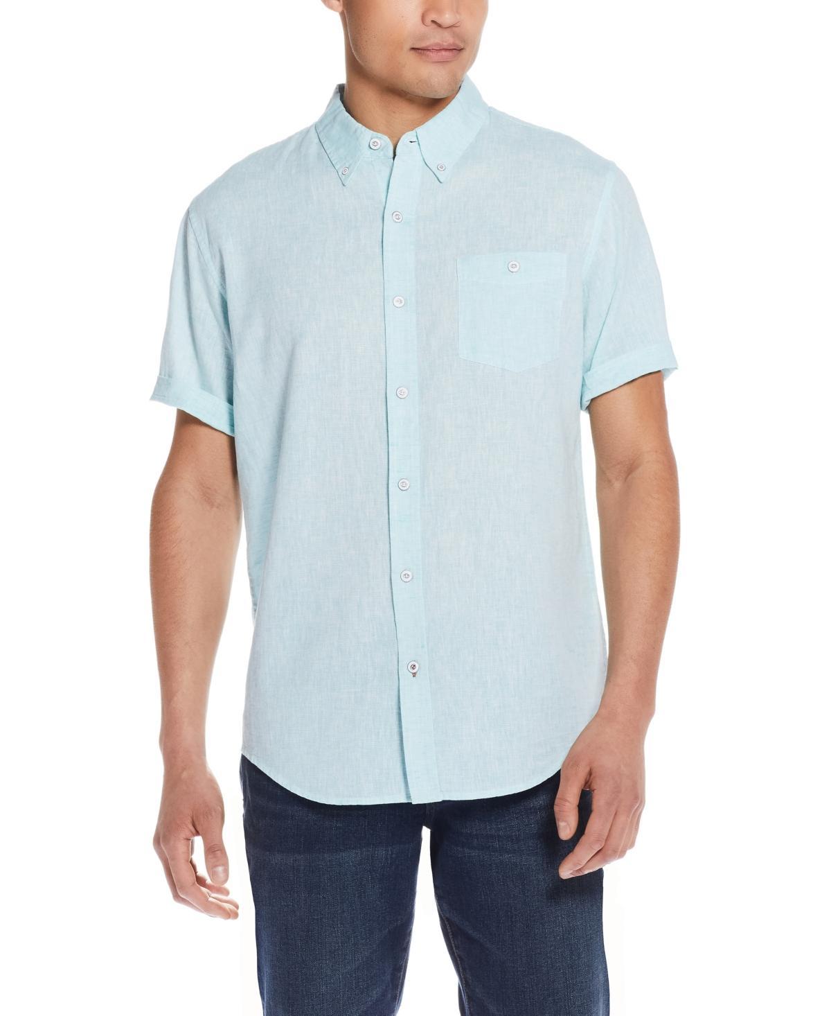 Weatherproof Vintage Mens Linen Cotton Slub Short Sleeve Button Down Shirt Product Image