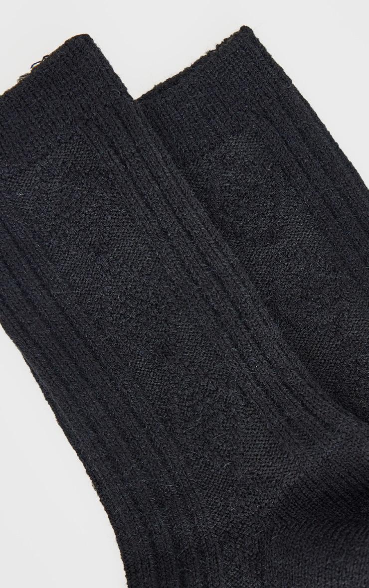 Black Cable Knit Ankle Socks Product Image