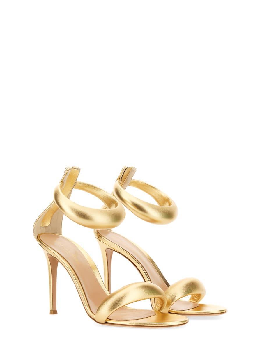 GIANVITO ROSSI Bijoux 105 Leather Sandal In Gold Product Image