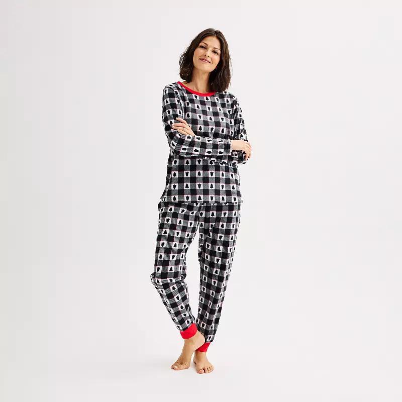 Womens Jammies For Your Families Winter Plaid Pajama Top & Jogger Pajama Bottoms Set Product Image