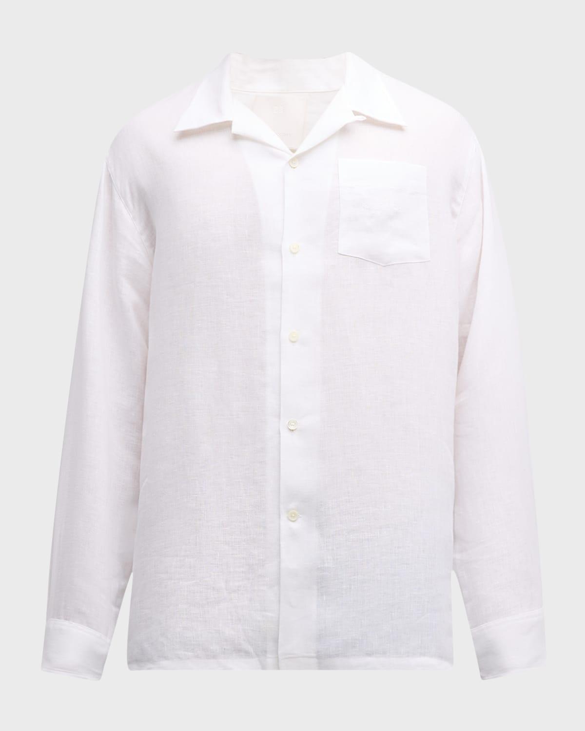 Men's Long-Sleeve Flax Linen Button-Front Shirt Product Image