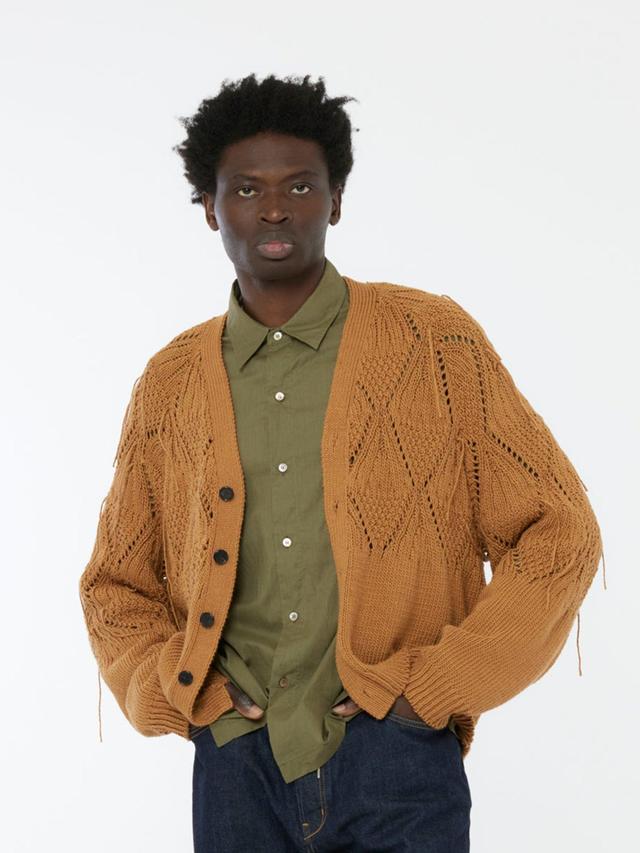 Knit 5-Button Cardigan (Brown) Product Image