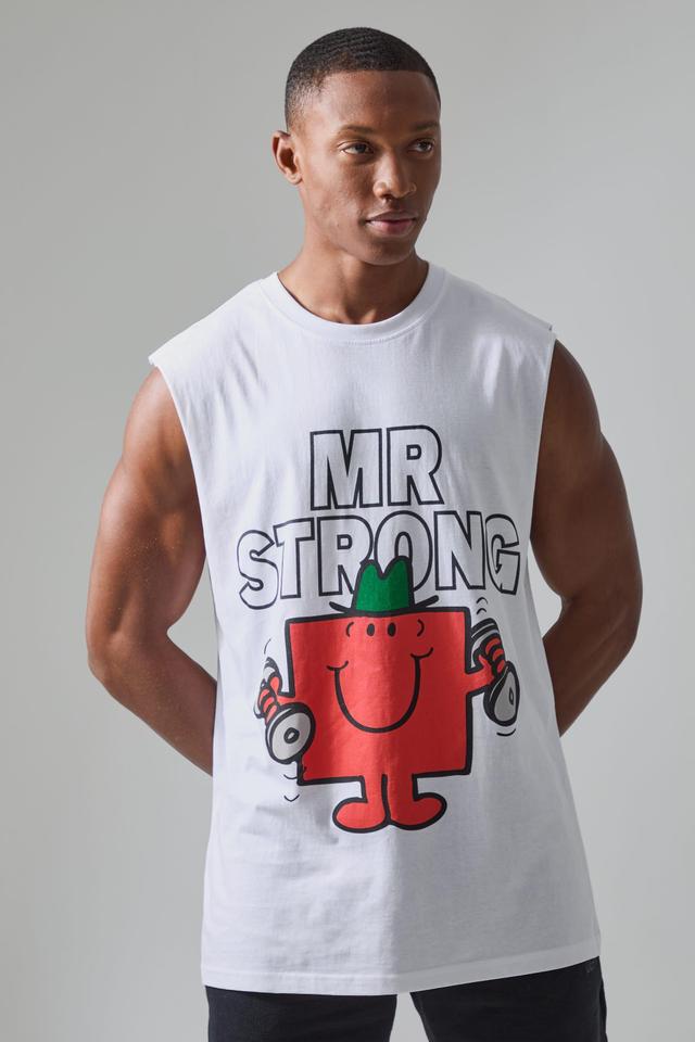 Active Mr Men Mr Strong License Reg Fit Tank | boohooMAN USA Product Image