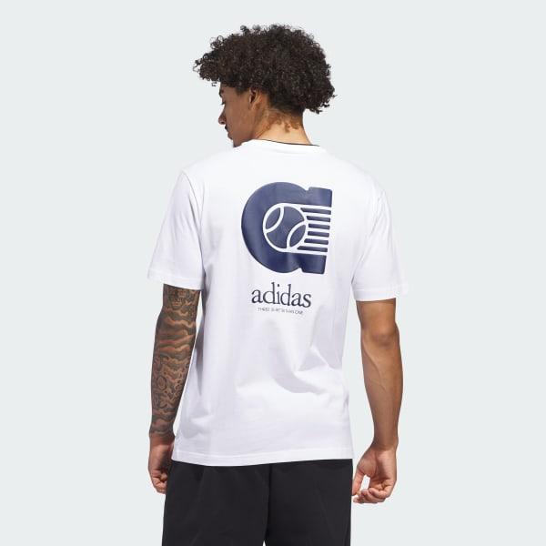 adidas Summer Prep Graphic Tee White M Mens Product Image