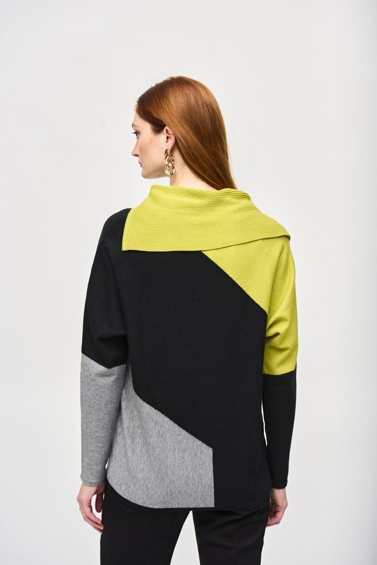 Color-Block Jacquard Sweater Top Product Image