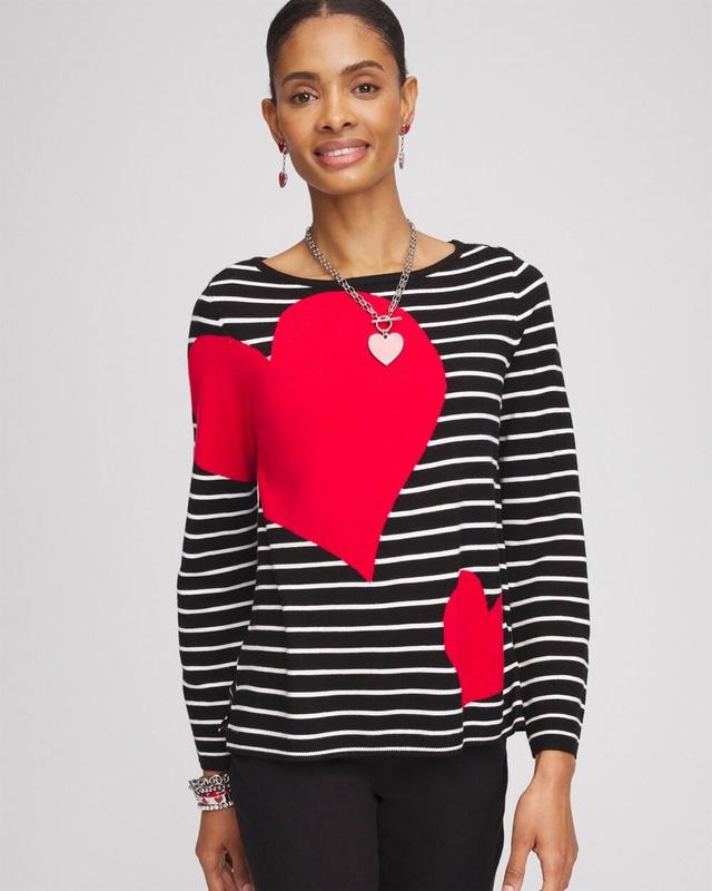 Women's Valentine's Day Striped Pullover Sweater Product Image